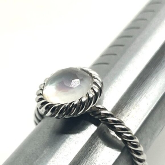 TI SENTO 925 STERLING SILVER PLATED MOTHER OF PEARL MOP RING 6.75 - Picture 9 of 14